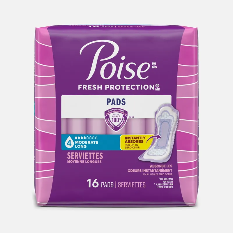 Poise Incontinence Pads, Moderate Long, 16 ct.