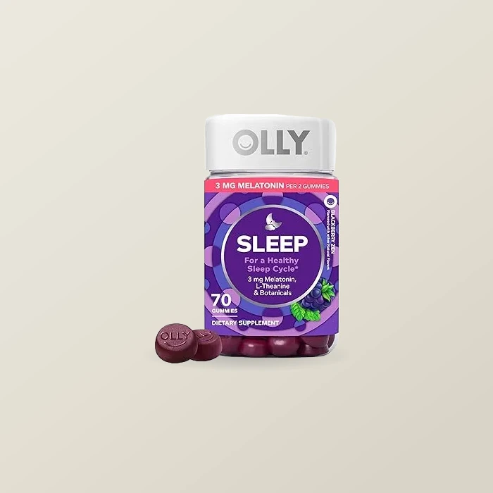 OLLY OLLY Sleep Gummy, Sleep Support Supplement,* 3 mg Melatonin, L-Theanine, Chamomile and Lemon Balm Extracts, Blackberry Zen Flavor, 35 Day Supply - 70 Count