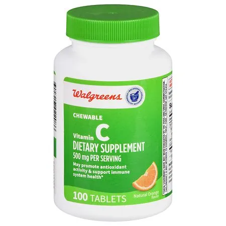 Walgreens Chewable Vitamin C 500 mg Tablets (100 days) Natural Orange (Packaging May Vary), 100.0 ea