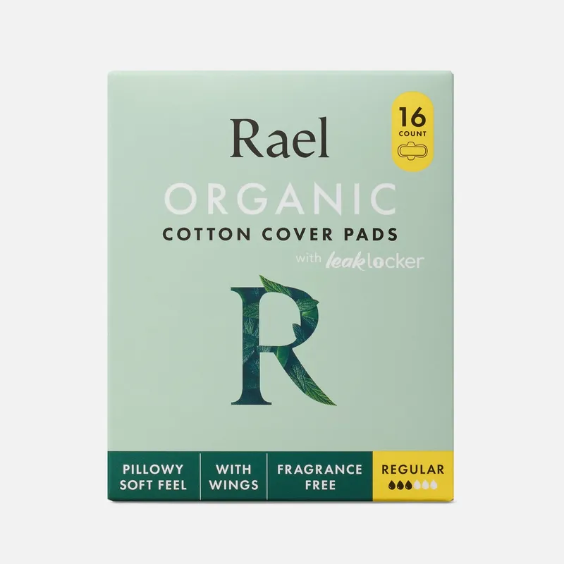 Rael Organic Cotton Cover Pads, Regular, 16 ct.
