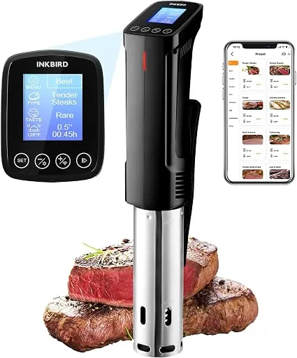 INKBIRD WIFI Sous Vide Cooker ISV-100W, 1000 Watts Sous Vide Machine Immersion Circulator with 14 Preset Recipes on APP & Calibration Function, Thermal Immersion, Fast-Heating with Timer